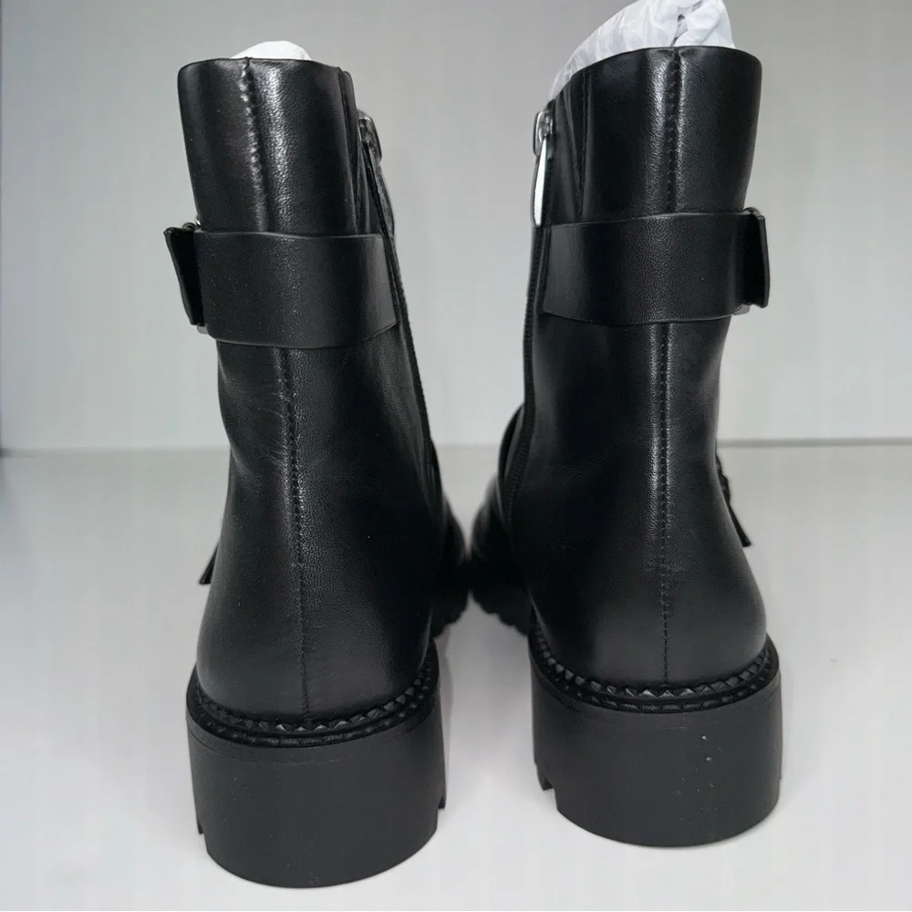 Nordstrom Macombs Water Resistant Moto Boot Leather NEW 8.5 Black